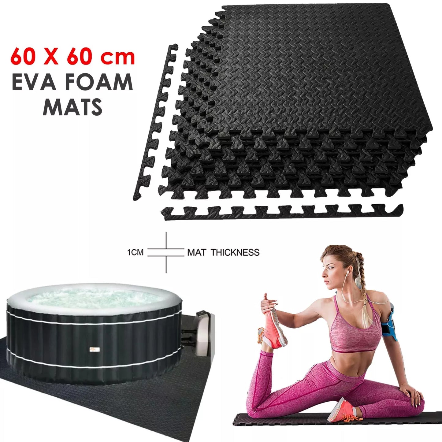 EXTRA THICK GYM FLOORING INTERLOCKING FLOOR MATS EVA SOFT FOAM MAT YOGA TILES UK