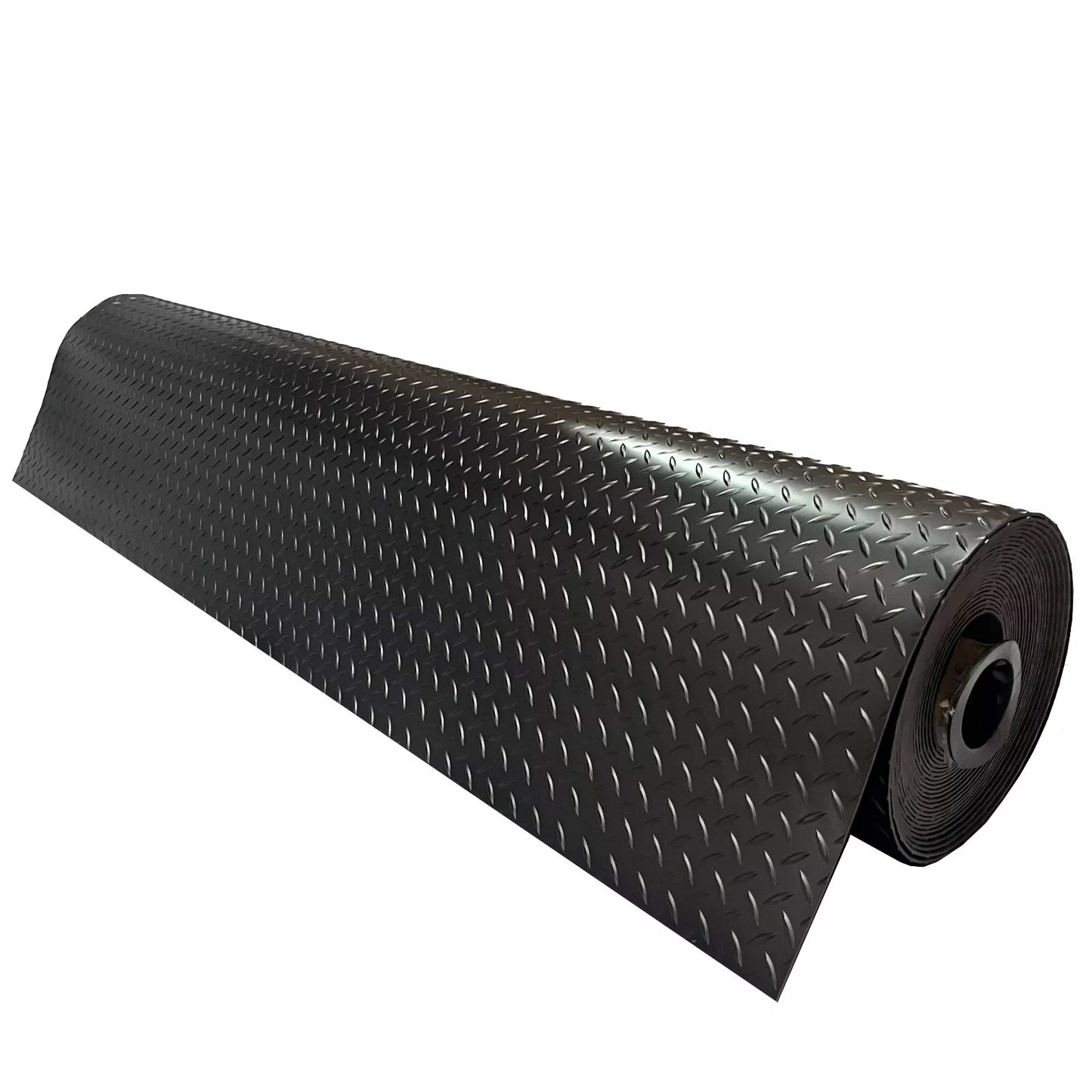 Heavy Duty PVC Vinyl Flooring Matting Garage Work Van Checker Coin Square | Black Color