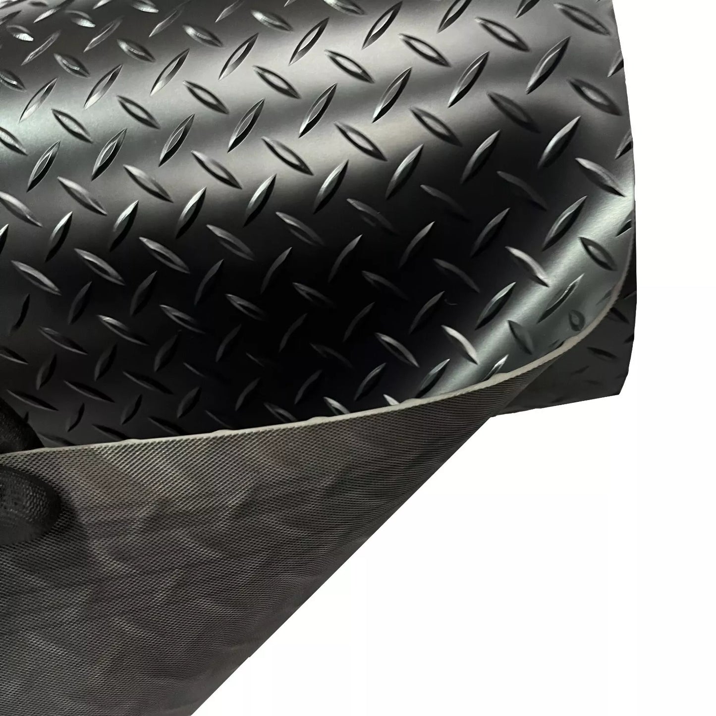 Heavy Duty PVC Vinyl Flooring Matting Garage Work Van Checker Coin Square | Black Color