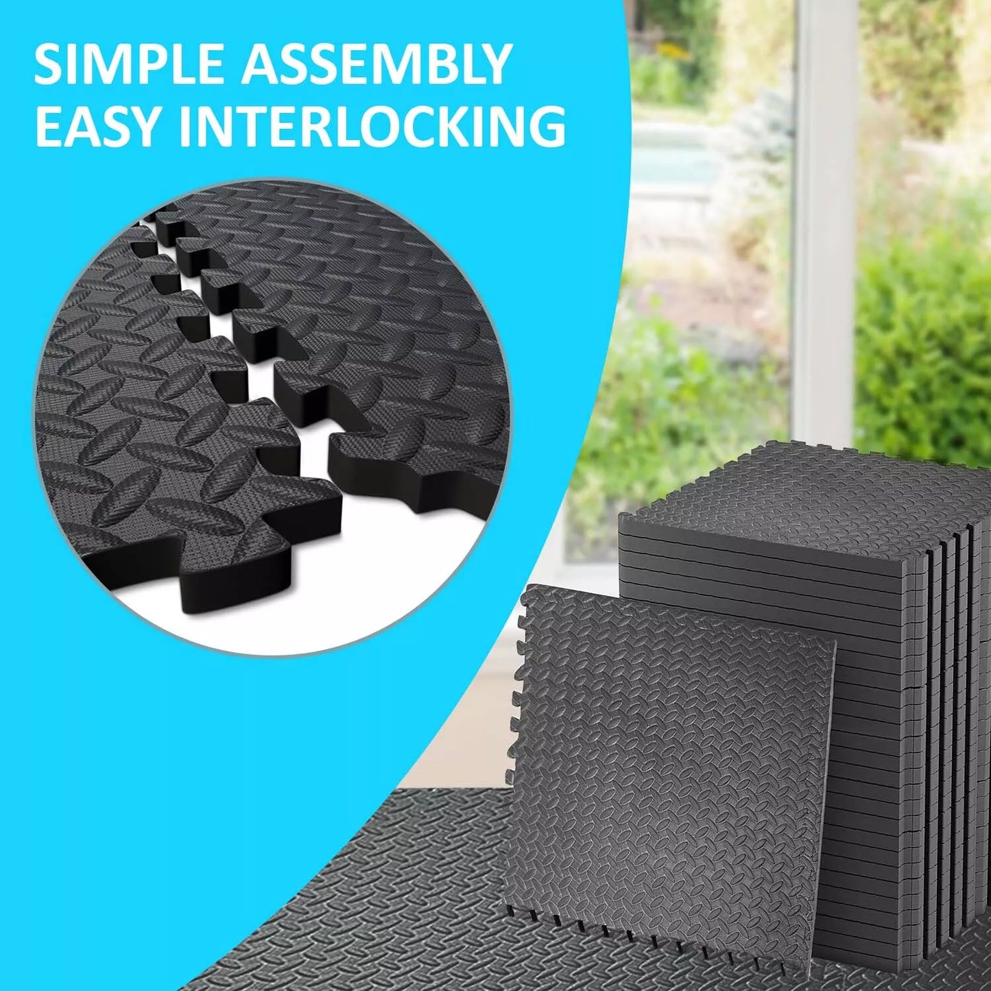EXTRA THICK GYM FLOORING INTERLOCKING FLOOR MATS EVA SOFT FOAM MAT YOGA TILES UK