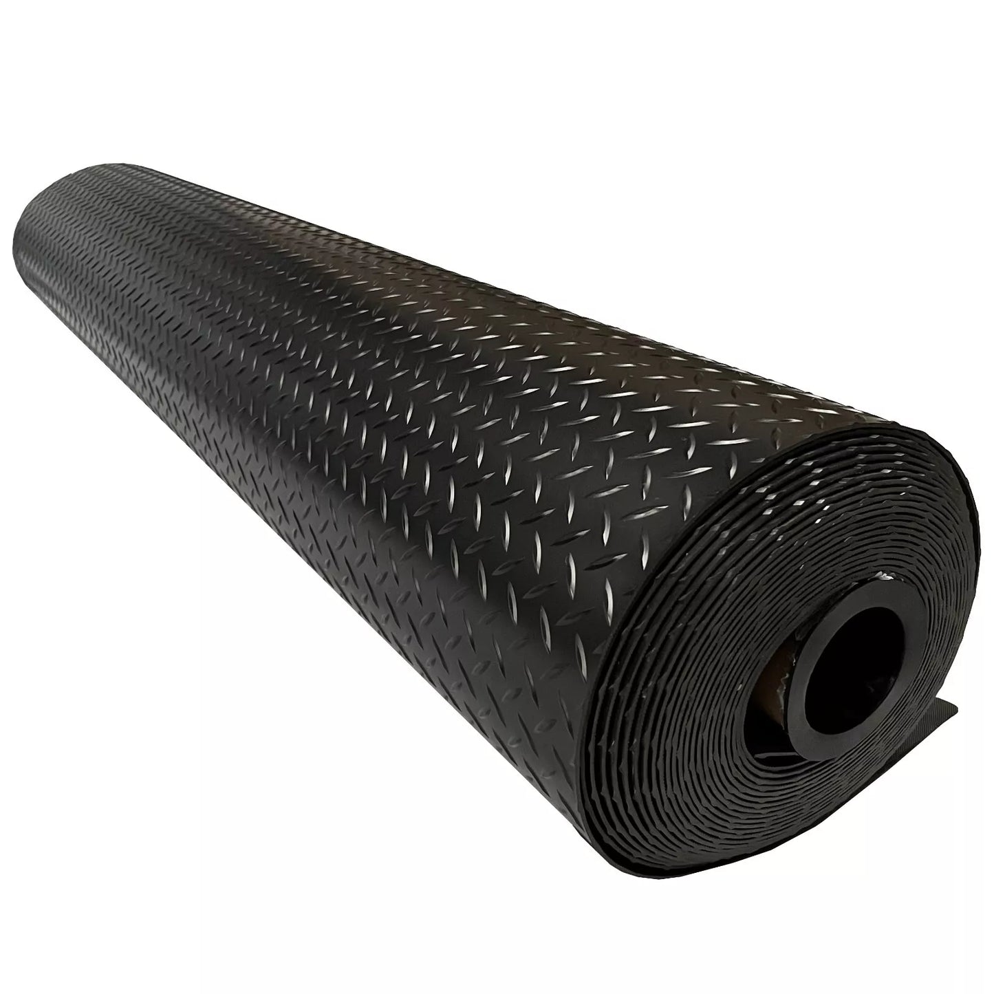 Heavy Duty PVC Vinyl Flooring Matting Garage Work Van Checker Coin Square | Black Color