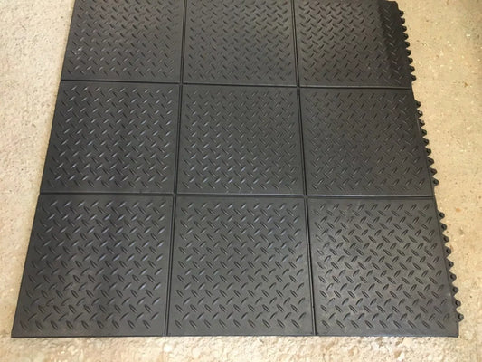 Checker Pattern Professional Gym Rubber Flooring Tiles for Garage, Workshop, & Home Gym