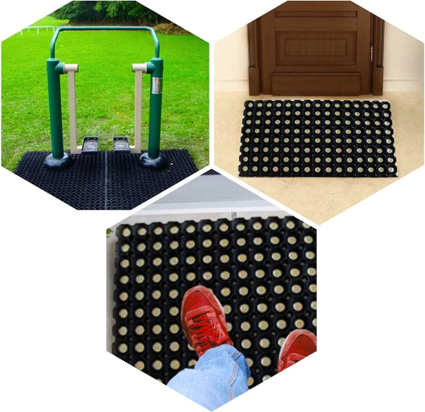 2x Rubber Door Entrance Mat Heavy Duty Non Slip Dirt Catcher Honeycomb 50x100cm