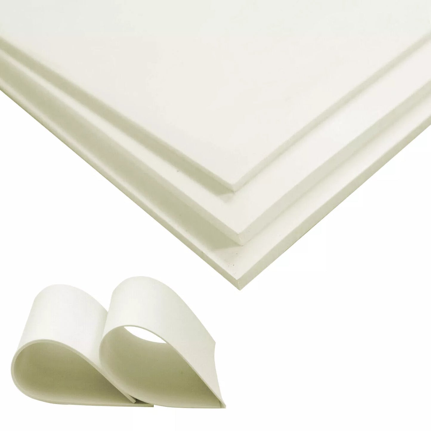 Food Grade Solid Rubber Sheet Sheeting Matts, 3mm Thickness & Various Sizes Off White