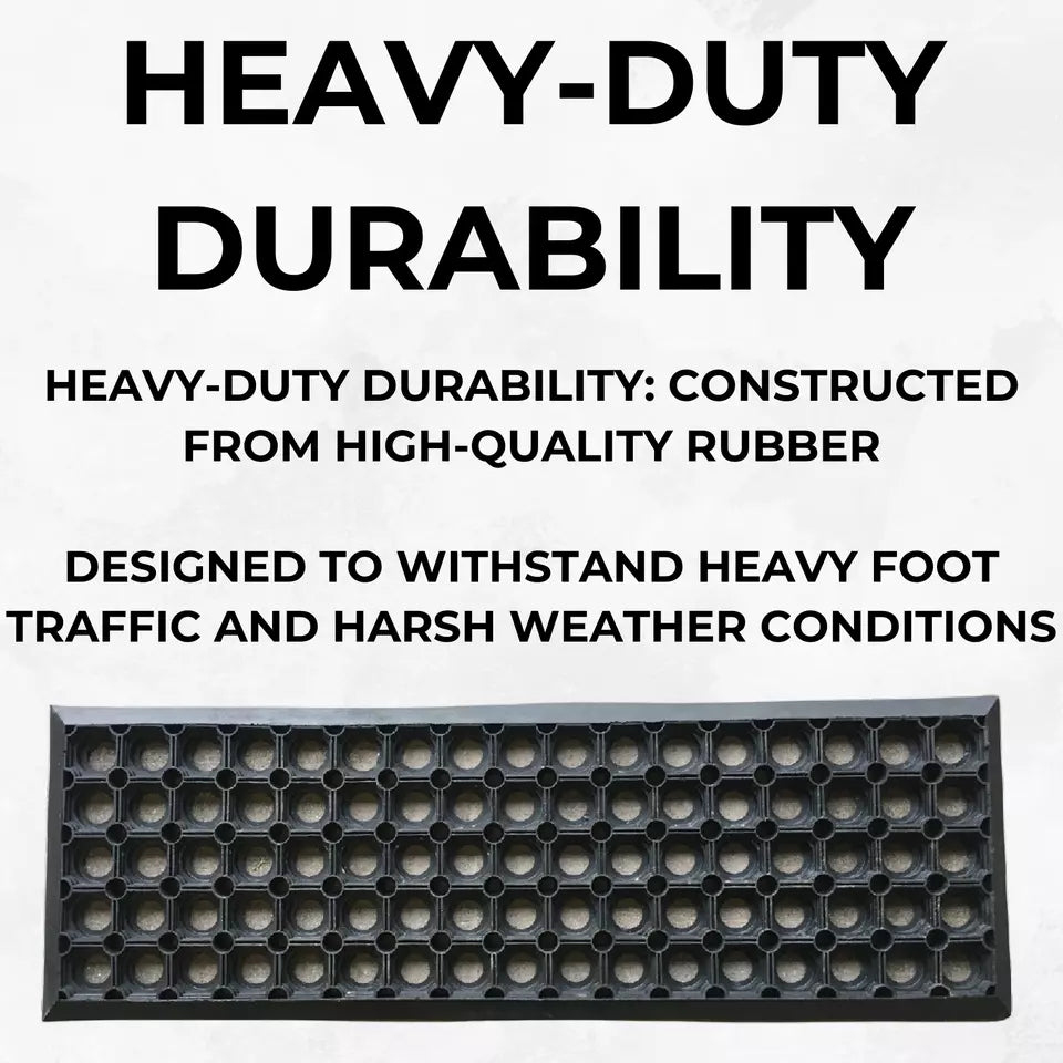 Rubber Safety Stair Tread Mat, Heavy Duty, Non-Slip, Anti-Fatigue 75 cm x 25 cm