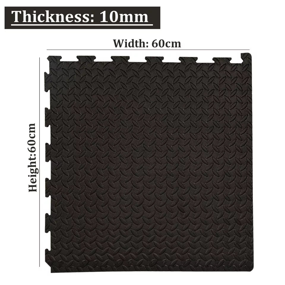 Black Interlocking Floor Mat EVA Soft Foam Gym Yoga Exercise Fitness Gymnastics