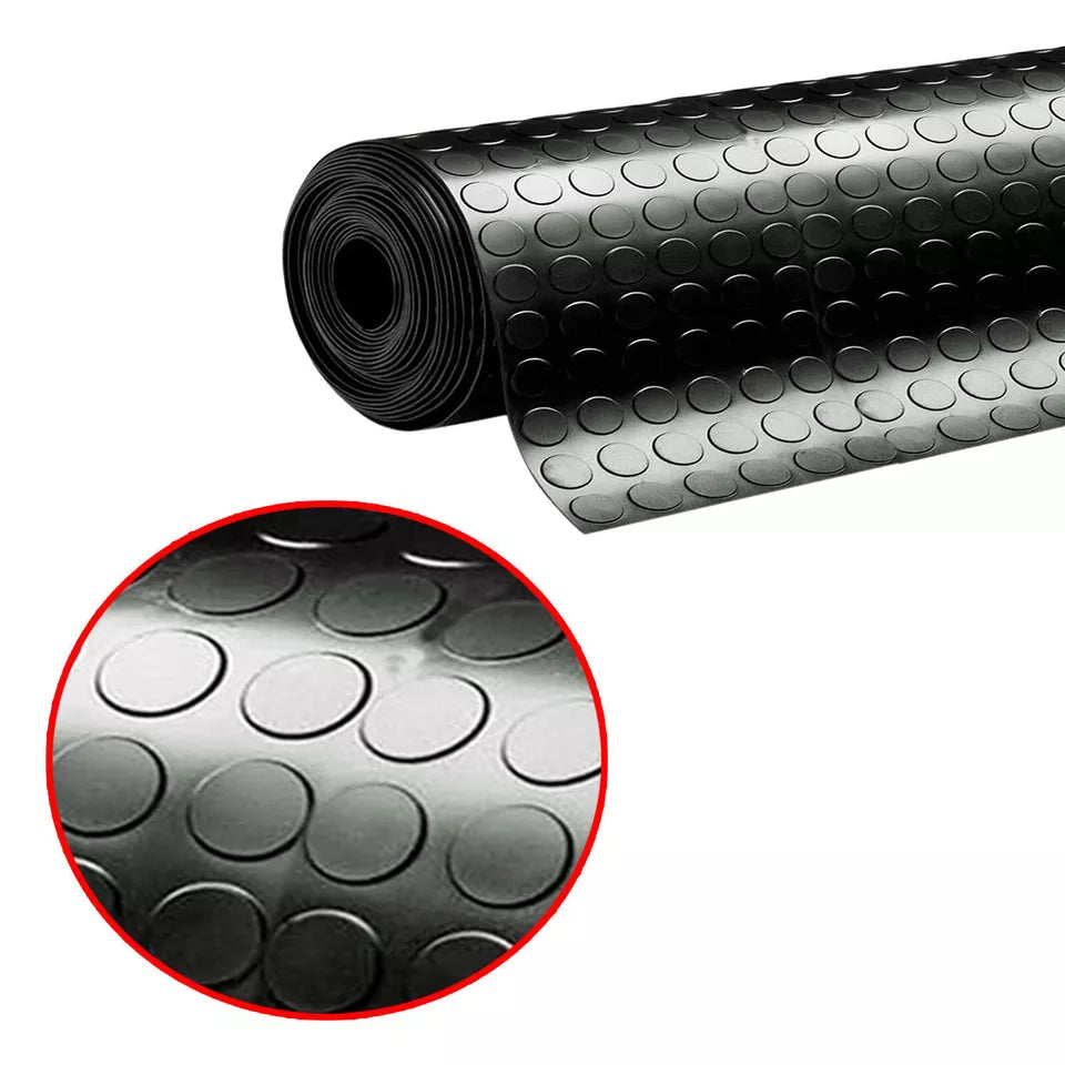 Non-Slip Rubber Sheet Garage Flooring Matting Solid Sheeting 1.2m Wide & 3mm Thick | Penny Coin Sheet