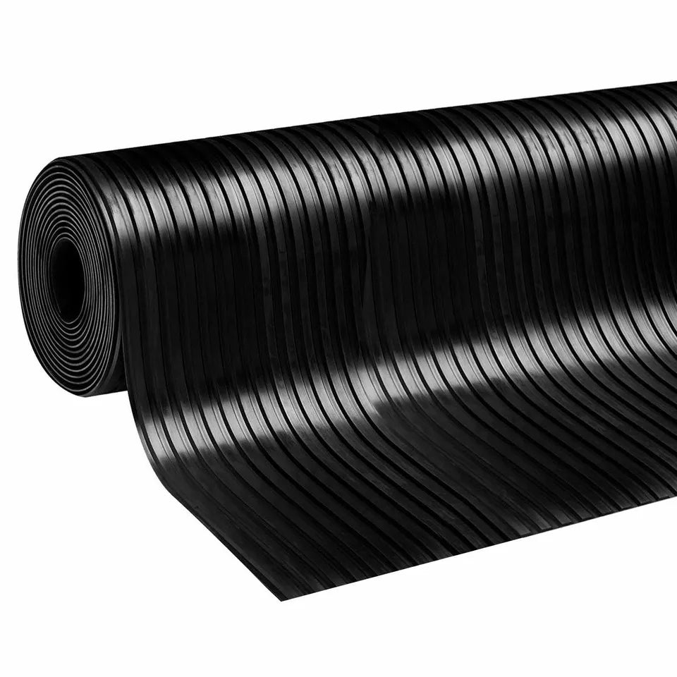 Non-Slip Rubber Sheet Garage Flooring Matting Solid Sheeting 1.2m Wide & 3mm Thick | Wide Rib Sheet