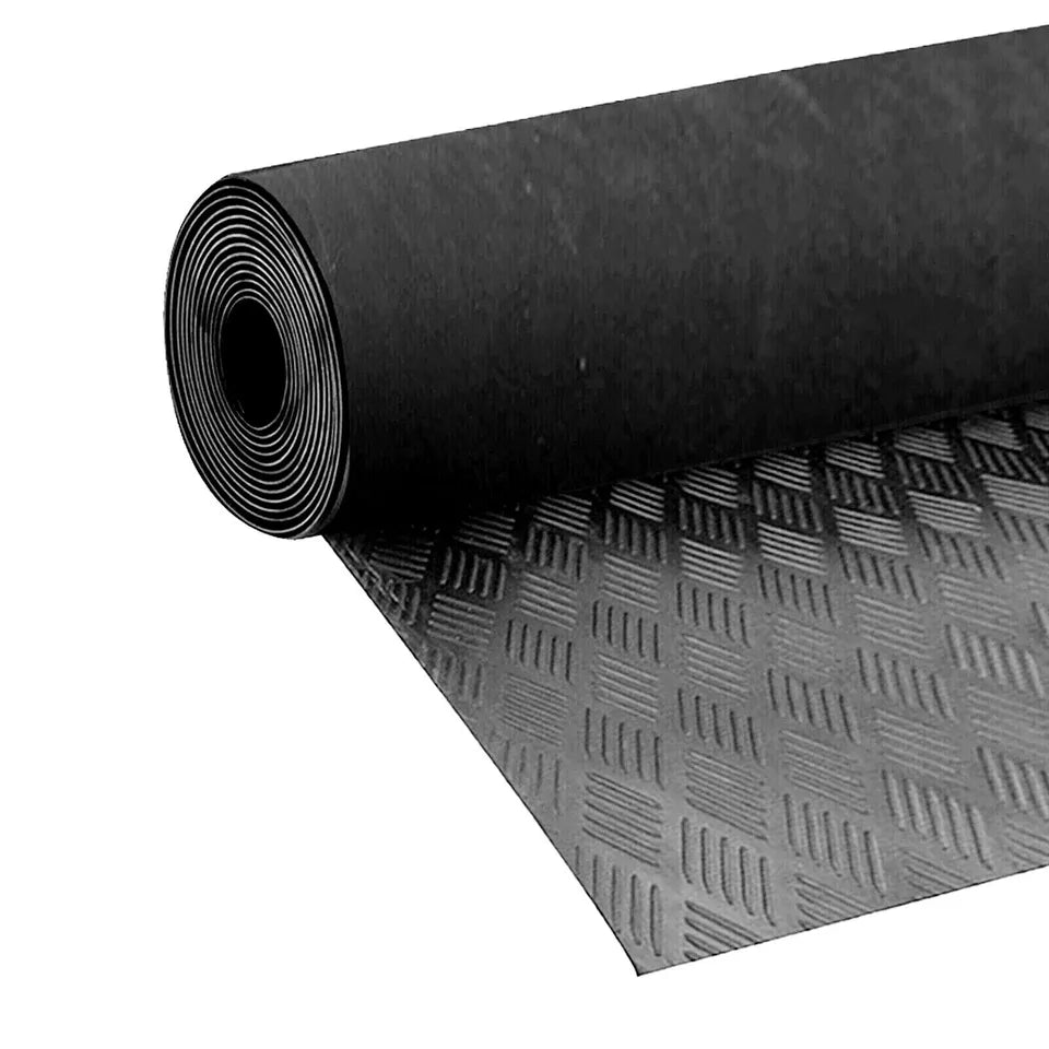 Non-Slip Rubber Sheet Garage Flooring Matting Solid Sheeting 1.2m Wide & 3mm Thick | Checker Plate
