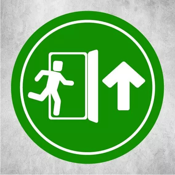 1 FIRE EXIT ARROW Floor Graphic with Tough R10 Anti-Slip Laminate