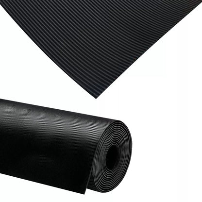 Fine Rib Rubber Sheet Matting Garage Flooring Sheeting Anti-Slip 3mm Thick and 1.2 Meter Wide