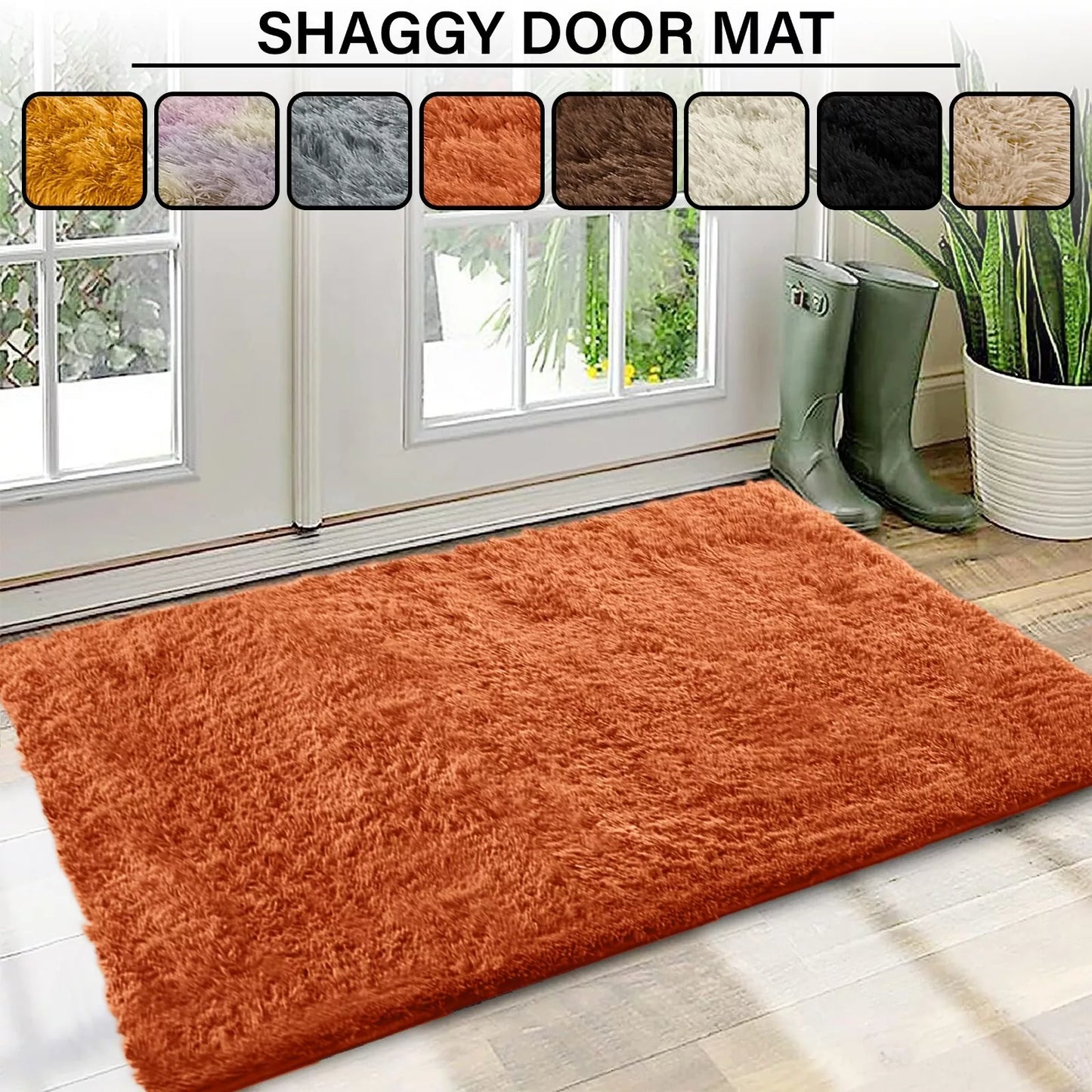 Non Slip Shaggy Indoor Door Mat Dirt Trapper Entrance Rug Washable Fluffy Mats