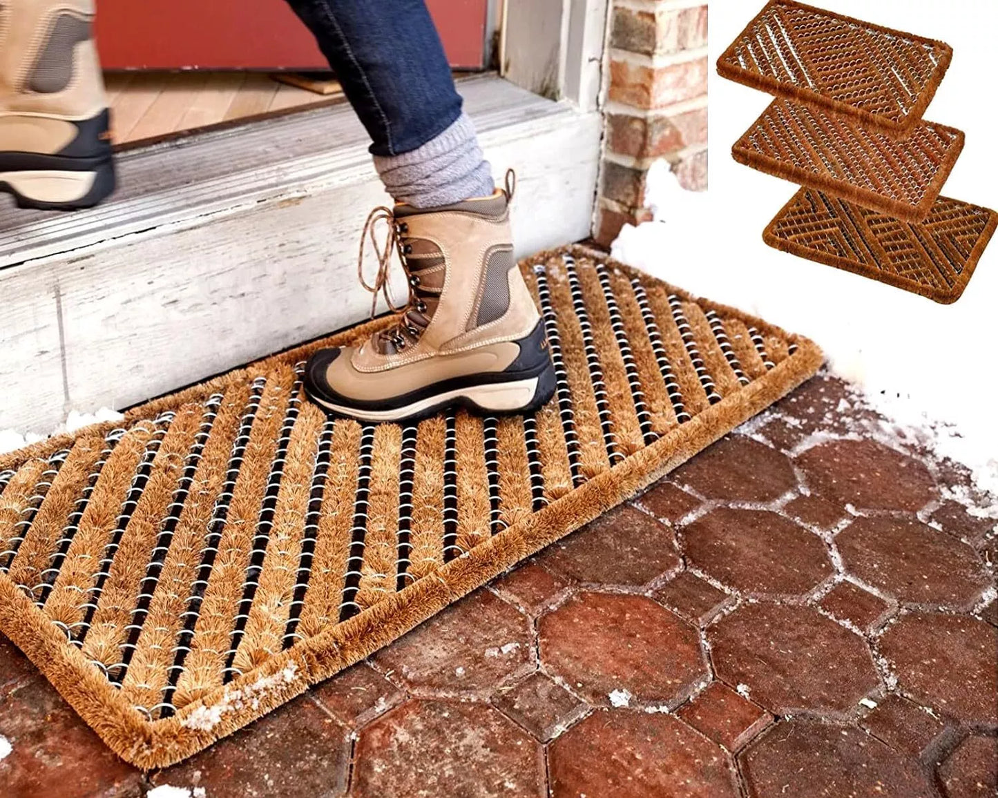 Natural Coir Door Mat Entrance Front Door Rubber Mats Indoor Outdoor Heavy Duty