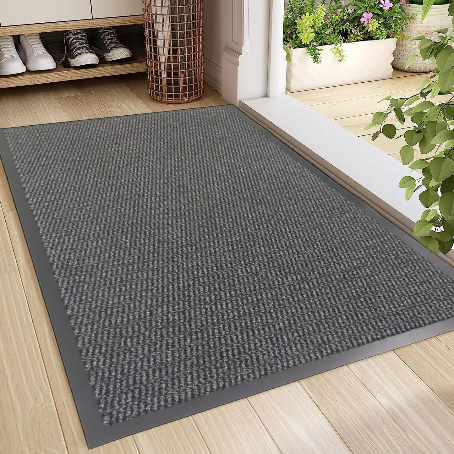 Rubber Door Entrance Mats Gray Barrier Heavy Duty Hard Wearing Rugs Dirt Catcher