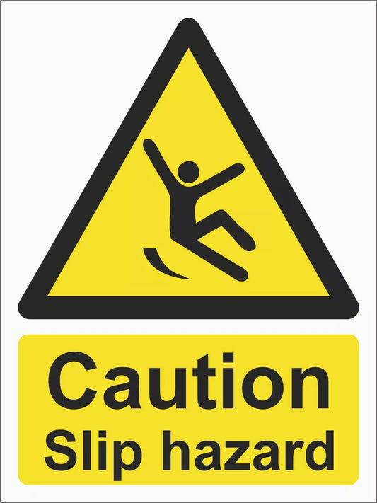 CAUTION SLIP HAZARD Sign or Sticker 200mm X 150mm Wet Floor, Ice, Trip, Warning