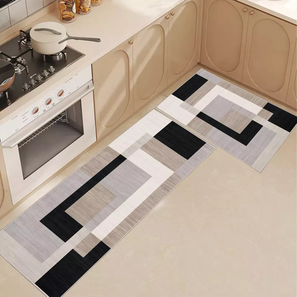 Anti-Slip Kitchen Rug Anti Fatigue Floor Carpet Runners Washable Indoor Door Mat | Set Of 2 - 40x60cm & 60x110cm