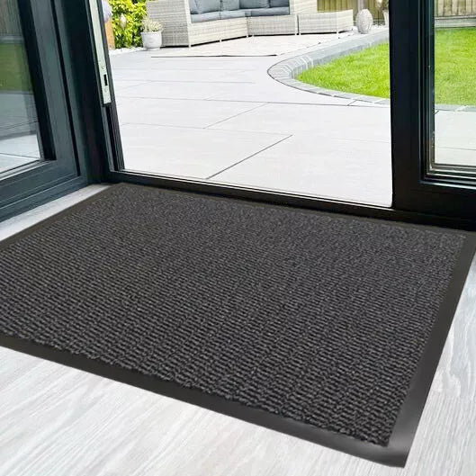 Rubber Door Entrance Mats Gray Barrier Heavy Duty Hard Wearing Rugs Dirt Catcher