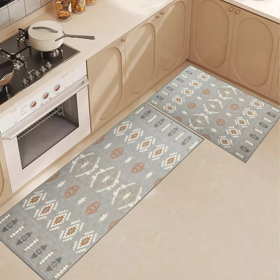 Anti-Slip Kitchen Rug Anti Fatigue Floor Carpet Runners Washable Indoor Door Mat | Set Of 2 - 40x60cm & 60x110cm