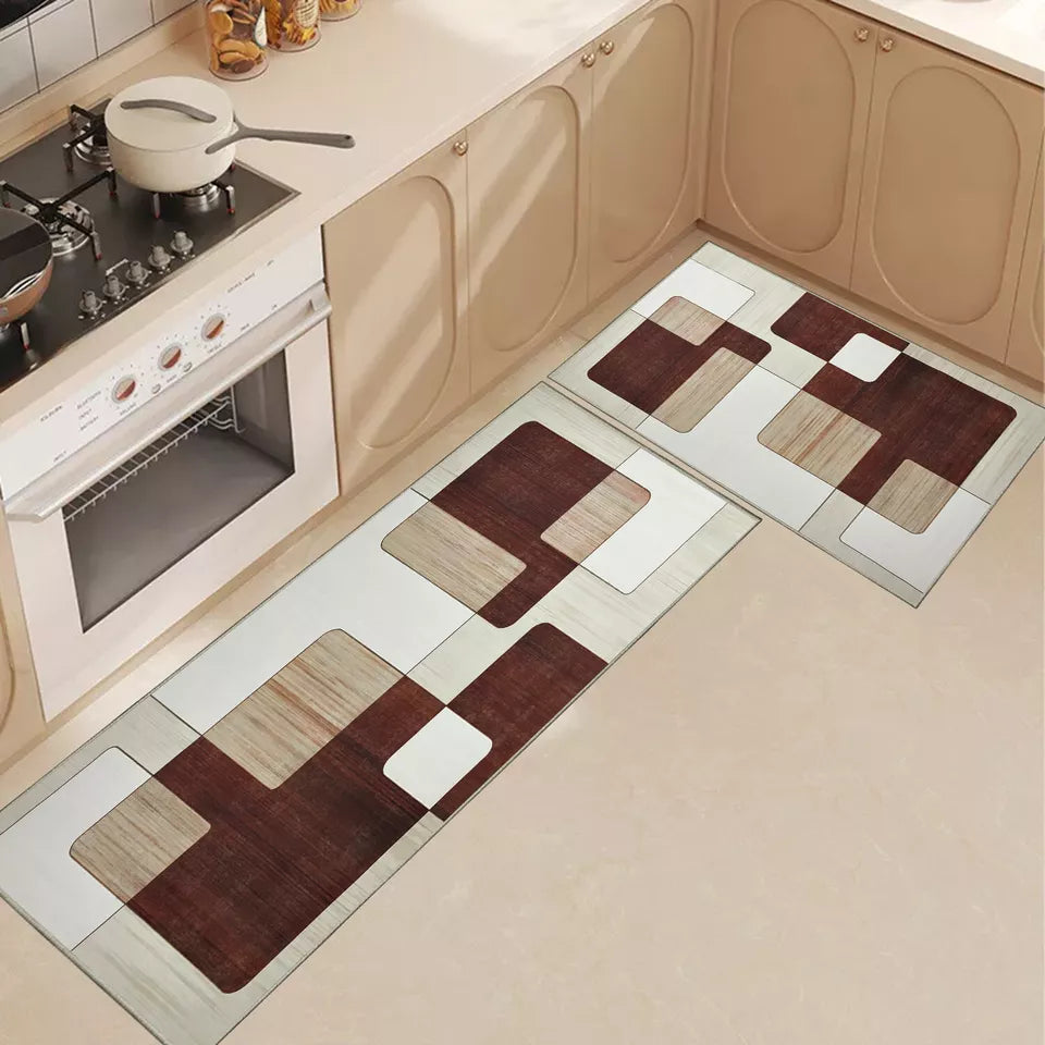 Anti-Slip Kitchen Rug Anti Fatigue Floor Carpet Runners Washable Indoor Door Mat | Set Of 2 - 40x60cm & 60x110cm