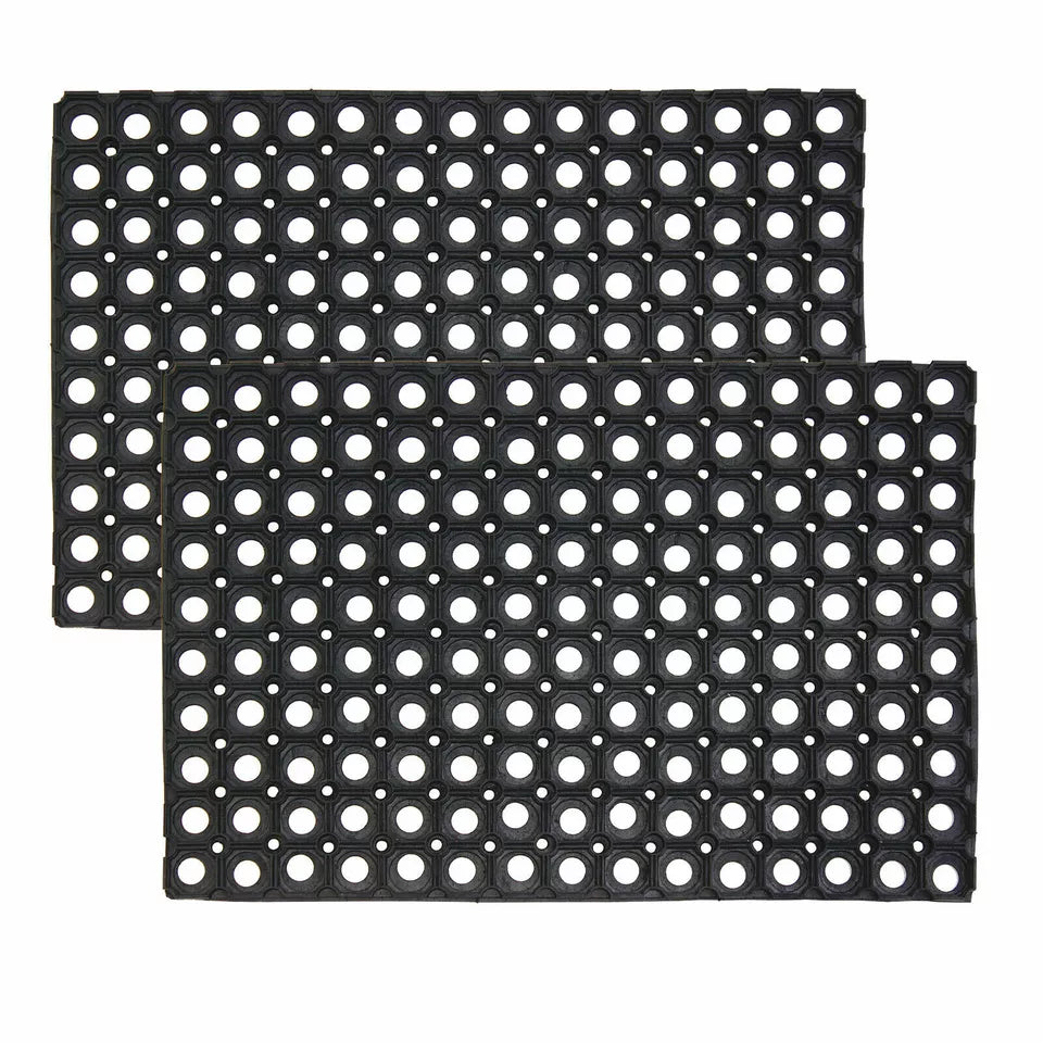 Door Entrance Mat Heavy Duty Non Slip Dirt Catcher Honeycomb Rubber Outdoor | Grid Pattern