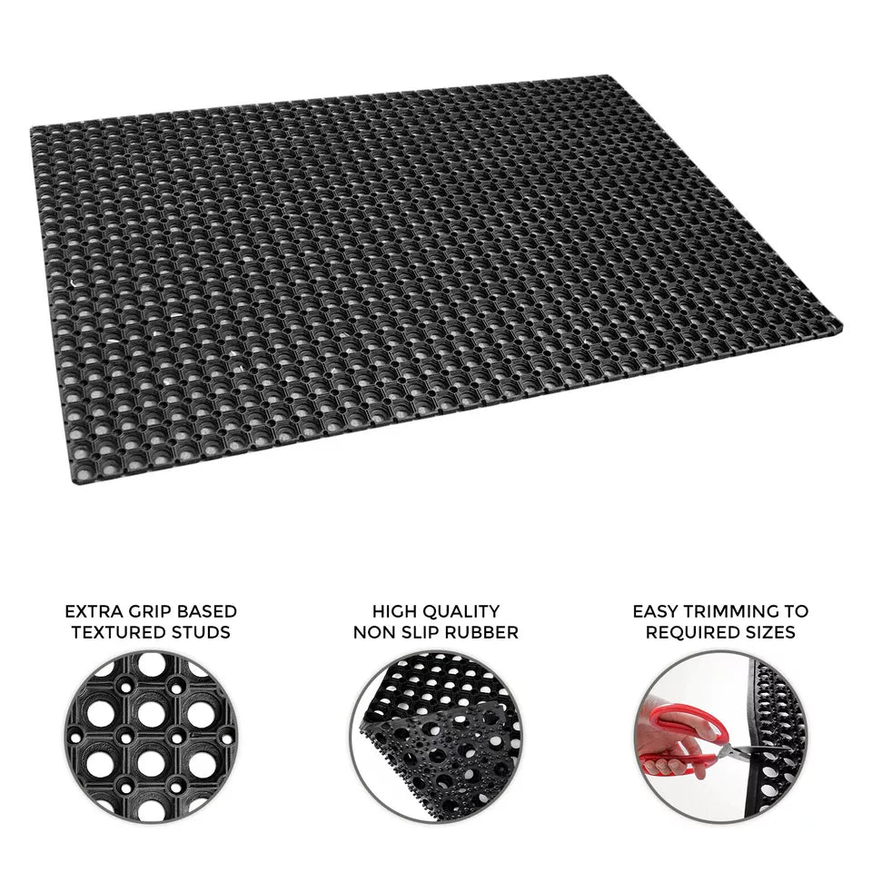 Door Entrance Mat Heavy Duty Non Slip Dirt Catcher Honeycomb Rubber Outdoor