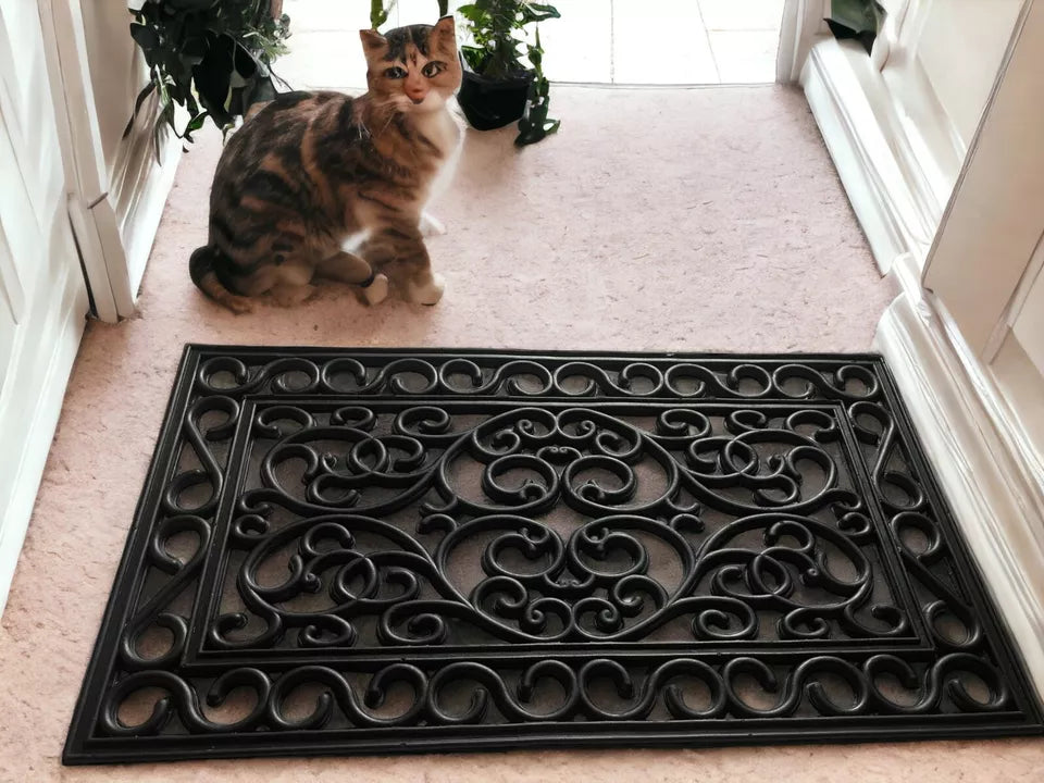 Decorative Rubber Door Mat Outdoor Indoor Heavy Duty Entrance Floor Mat 45x75cm