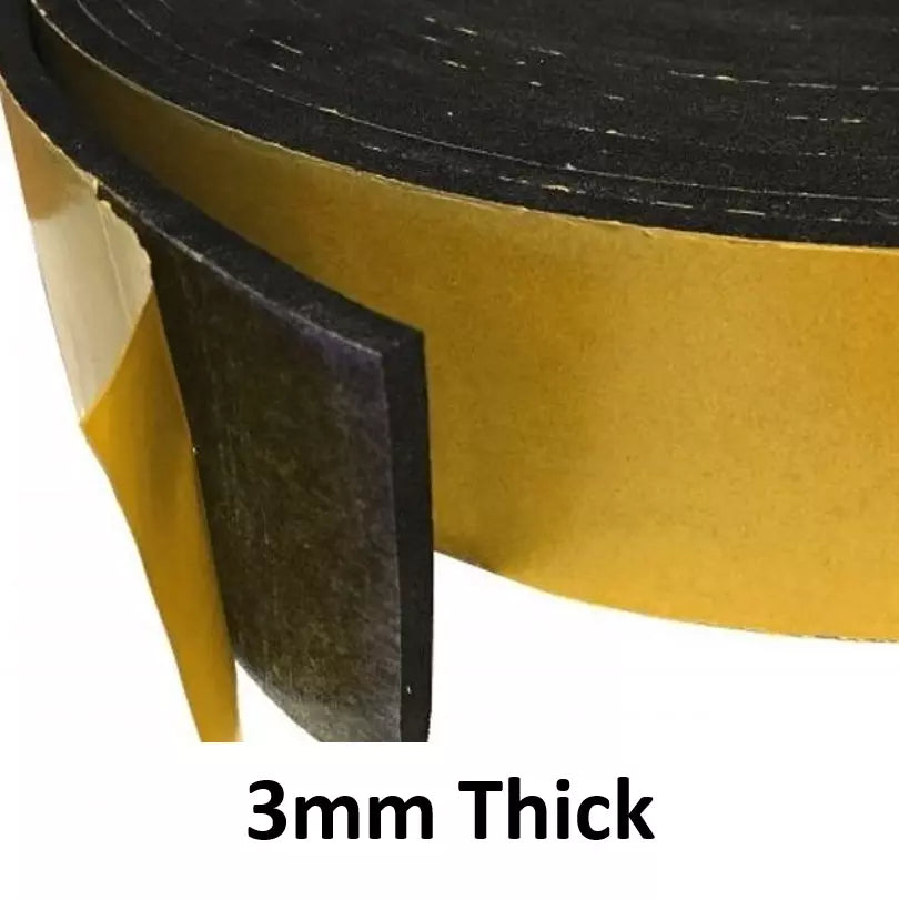 Rubber Strip - Adhesive Backed Roll - Various Widths, Thicknesses & Lengths