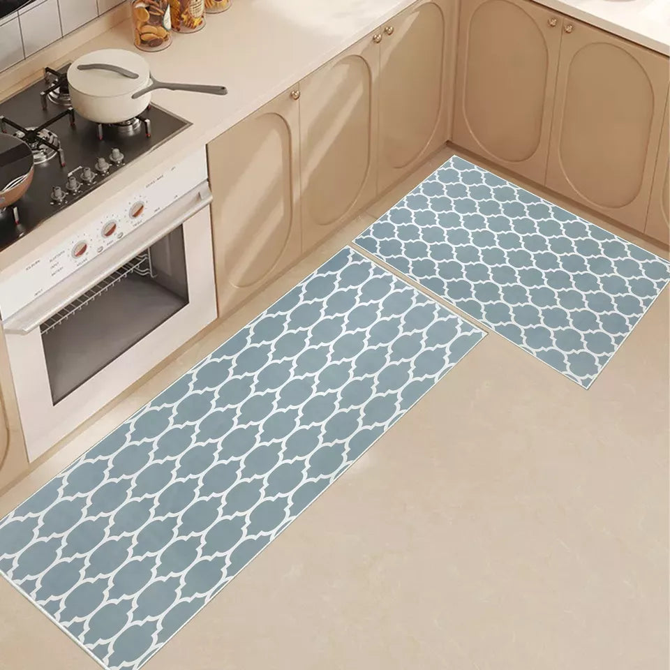 Anti-Slip Kitchen Rug Anti Fatigue Floor Carpet Runners Washable Indoor Door Mat | Set Of 2 - 40x60cm & 60x110cm