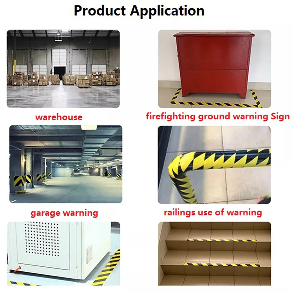 Hazard Warning Tape Black&Yellow Floor Aisle Marking Sealing for Warehouse