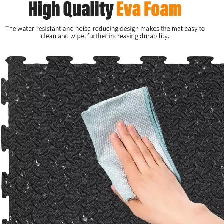 Black Interlocking Floor Mat EVA Soft Foam Gym Yoga Exercise Fitness Gymnastics