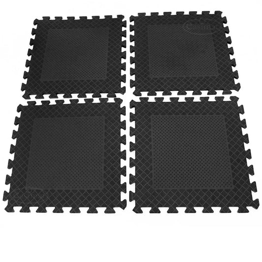 Heavy Duty Rubber Gym Mats Garage Flooring Tiles Commercial Interlocking 4pcs