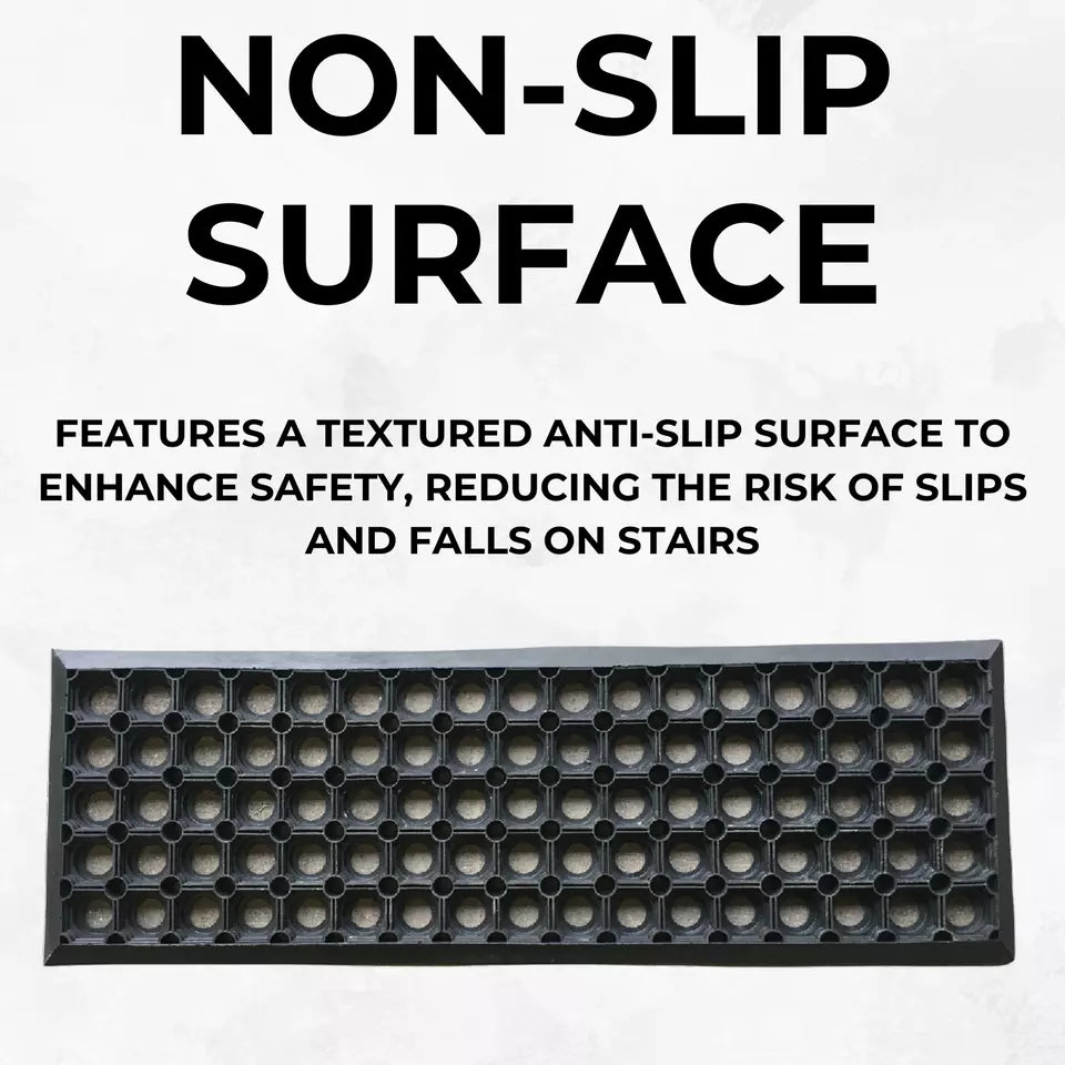 Rubber Safety Stair Tread Mat, Heavy Duty, Non-Slip, Anti-Fatigue 75 cm x 25 cm