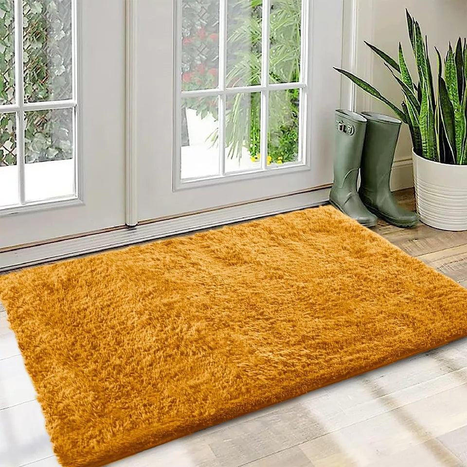 Non Slip Shaggy Indoor Door Mat Dirt Trapper Entrance Rug Washable Fluffy Mats