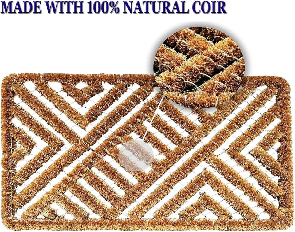 Natural Coir Door Mat Entrance Front Door Rubber Mats Indoor Outdoor Heavy Duty