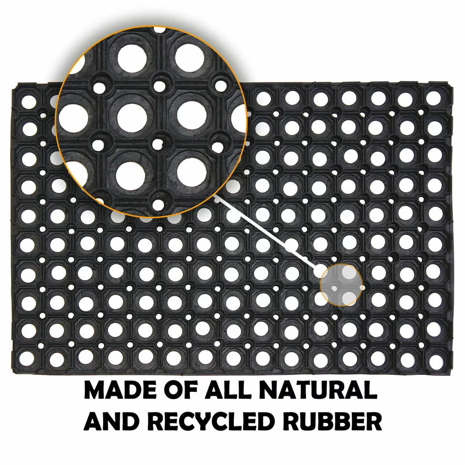 Door Entrance Mat Heavy Duty Non Slip Dirt Catcher Honeycomb Rubber Outdoor | Grid Pattern