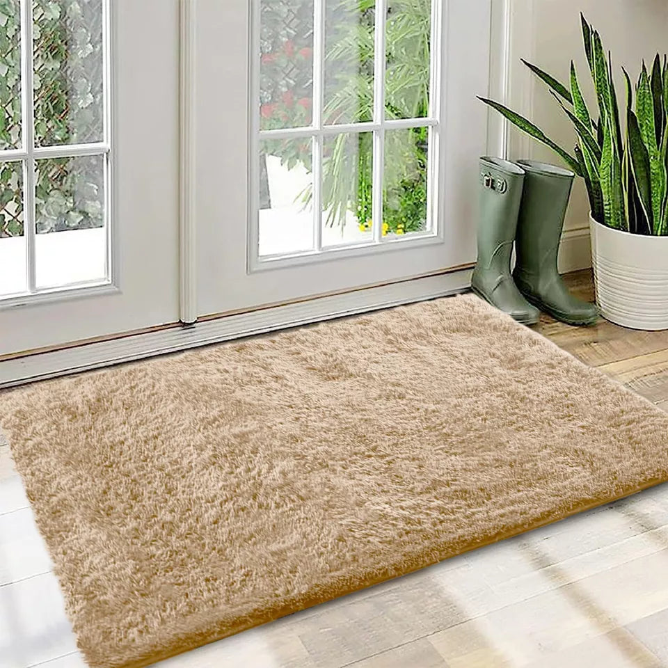 Non Slip Shaggy Indoor Door Mat Dirt Trapper Entrance Rug Washable Fluffy Mats