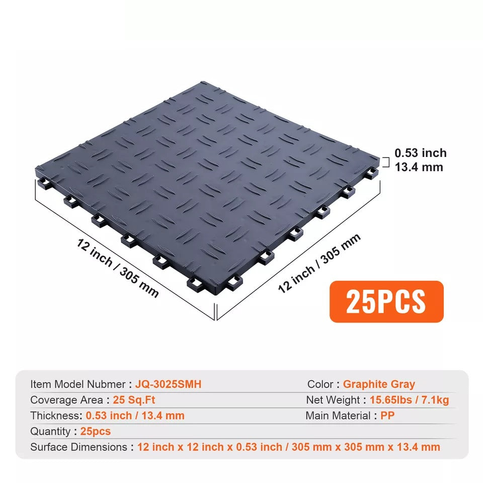 Garage Tiles Interlocking 12x12 in 25 Pack Garage Flooring Tiles Gray ...