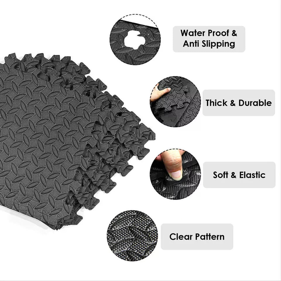 12PCS | GYM FLOOR MATS INTERLOCKING TILES | EVA FOAM SOFT