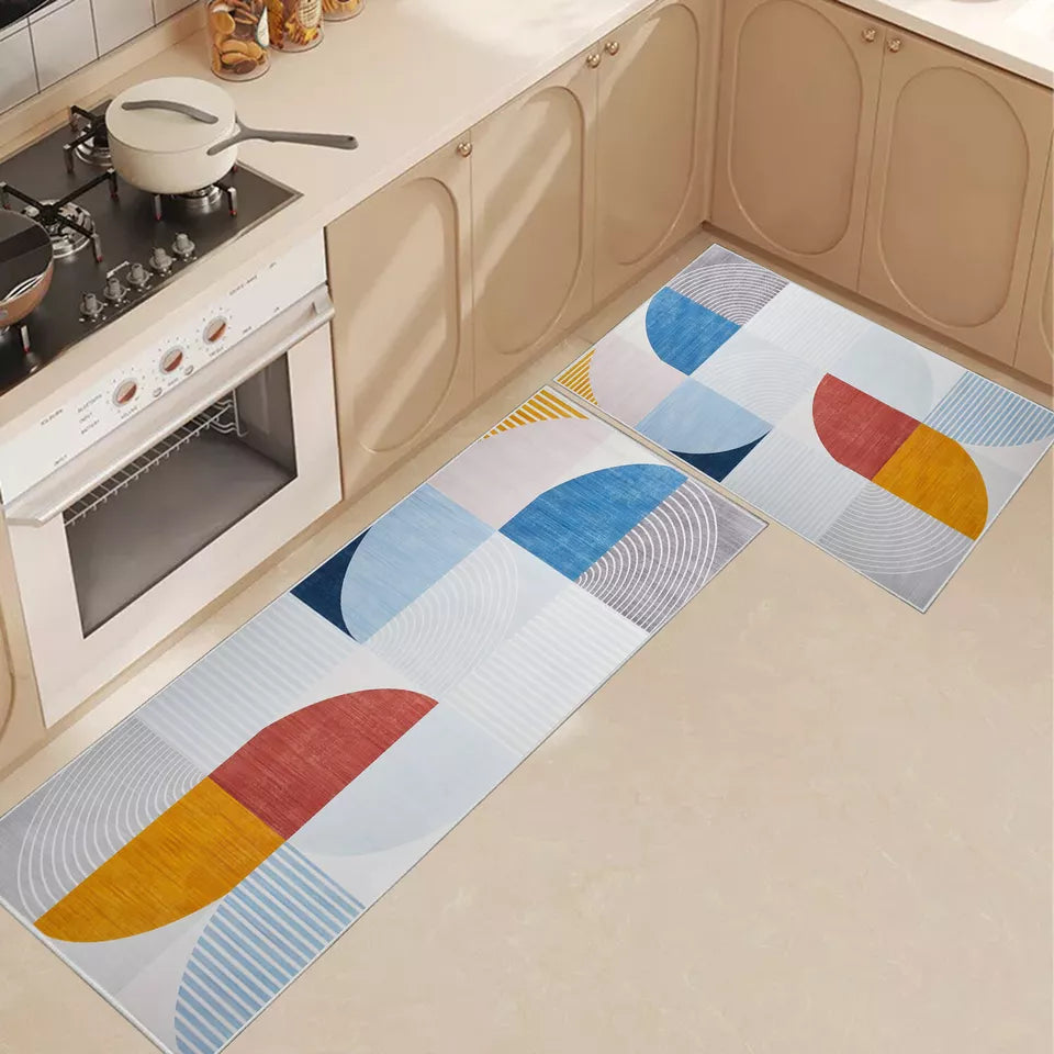 Anti-Slip Kitchen Rug Anti Fatigue Floor Carpet Runners Washable Indoor Door Mat | Set Of 2 - 40x60cm & 60x110cm