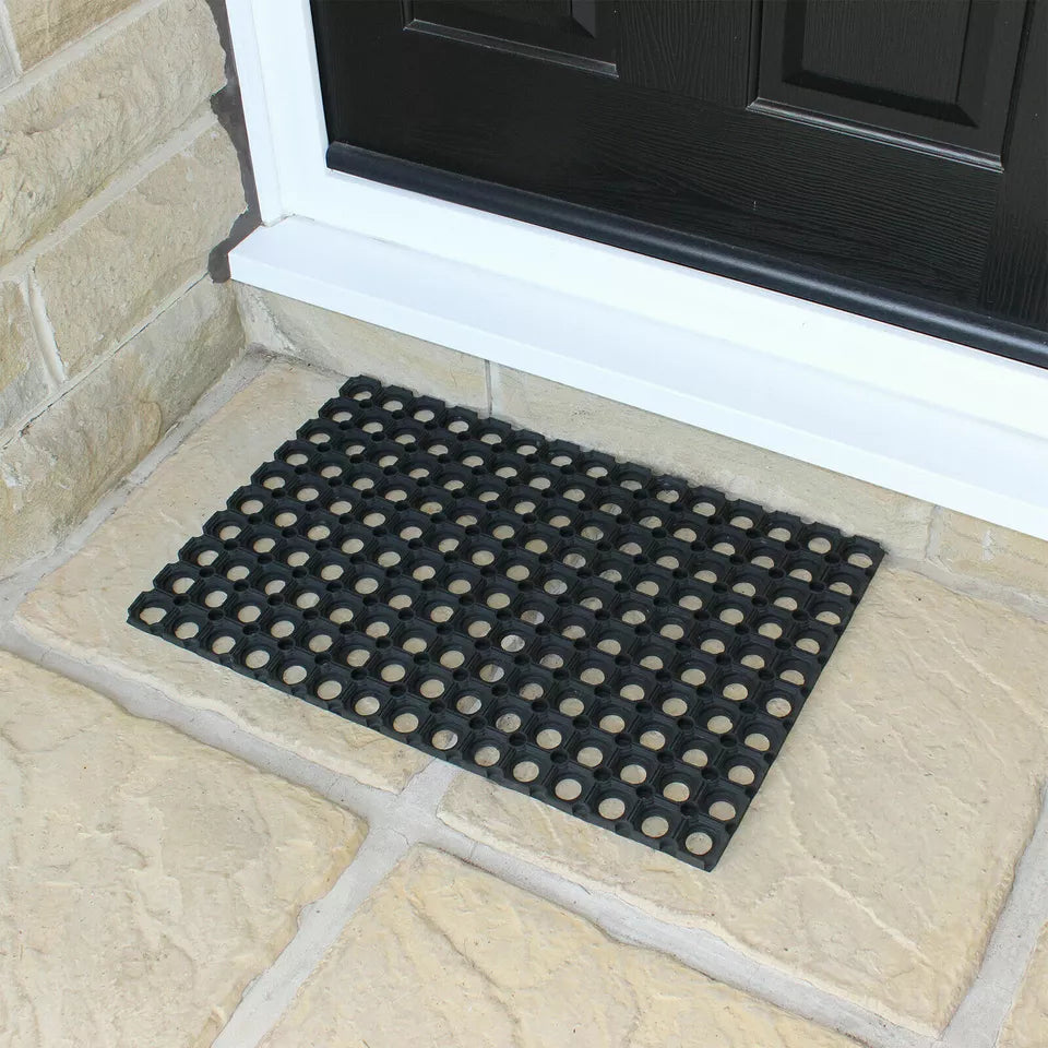 Door Entrance Mat Heavy Duty Non Slip Dirt Catcher Honeycomb Rubber Outdoor | Grid Pattern