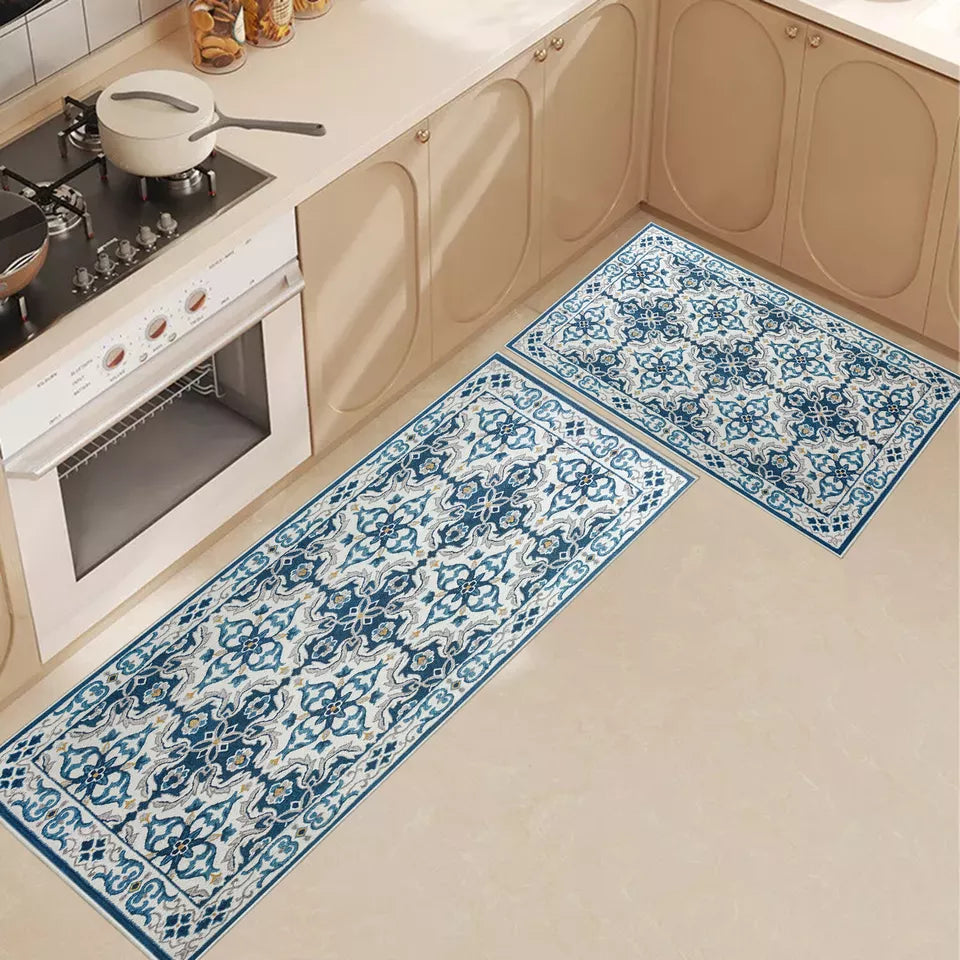 Anti-Slip Kitchen Rug Anti Fatigue Floor Carpet Runners Washable Indoor Door Mat | Set Of 2 - 40x60cm & 60x110cm