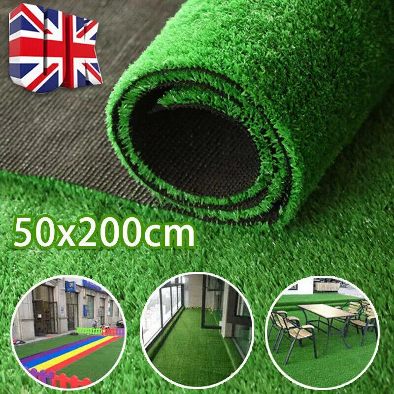 2M Artificial Grass Garden Turf Offcut Roll End Realistic Lawn Fake Carpet Mat