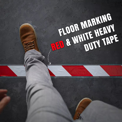 Floor Marking Red & White Hazard Warning Tape for Warehouse Use