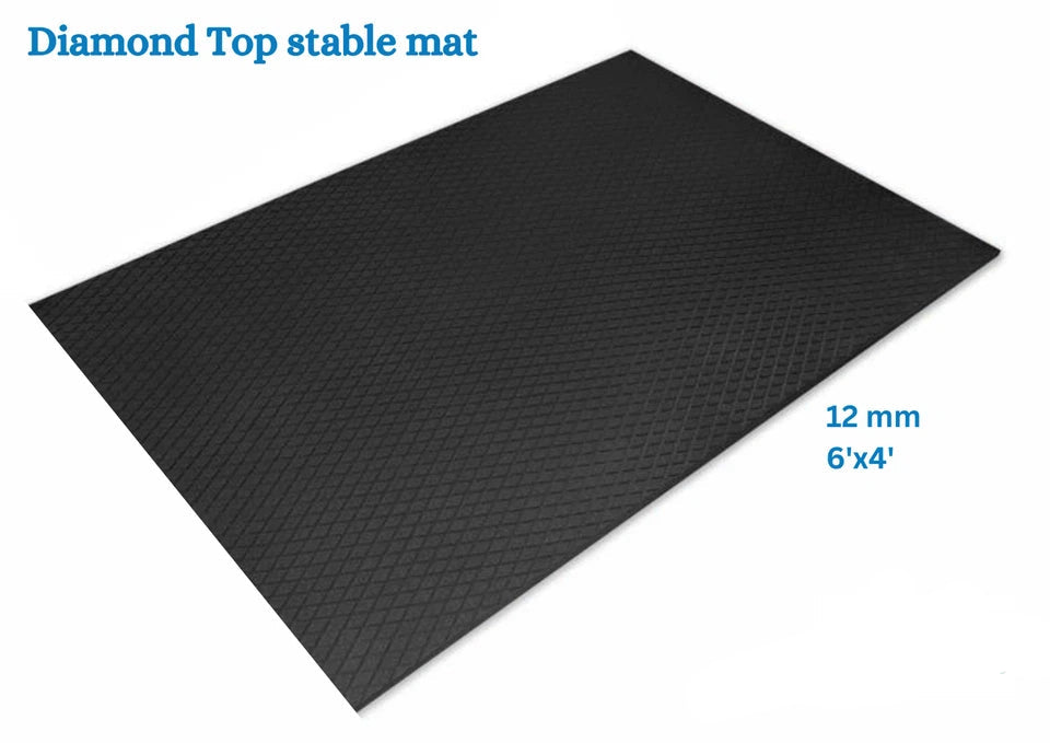 Multi use Horse/Cow/pony Rubber Stable Gym Mat Diamond Top 12mm x 6'x4'