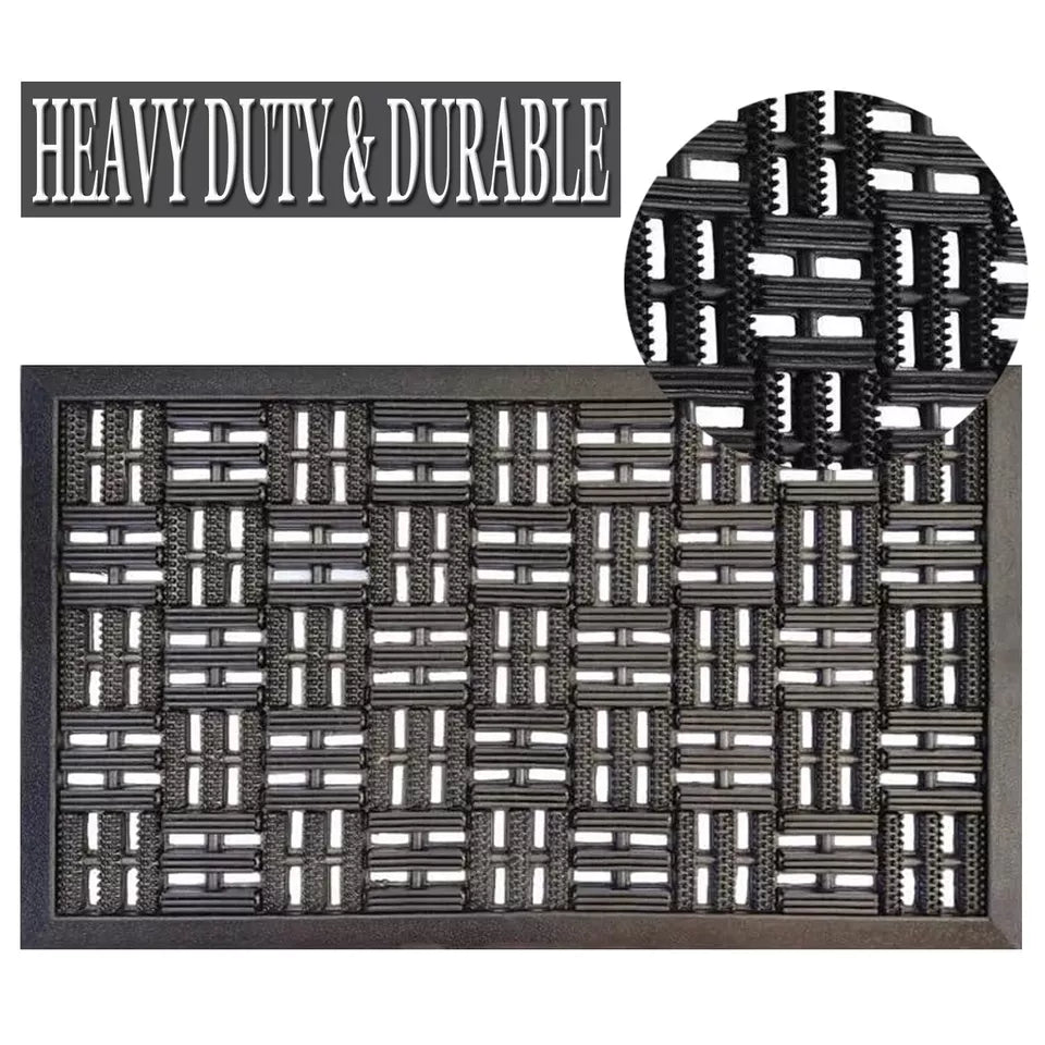 Large Rubber Door Mat Heavy Duty Entrance Non Slip Welcome Garden Indoor Outdoor